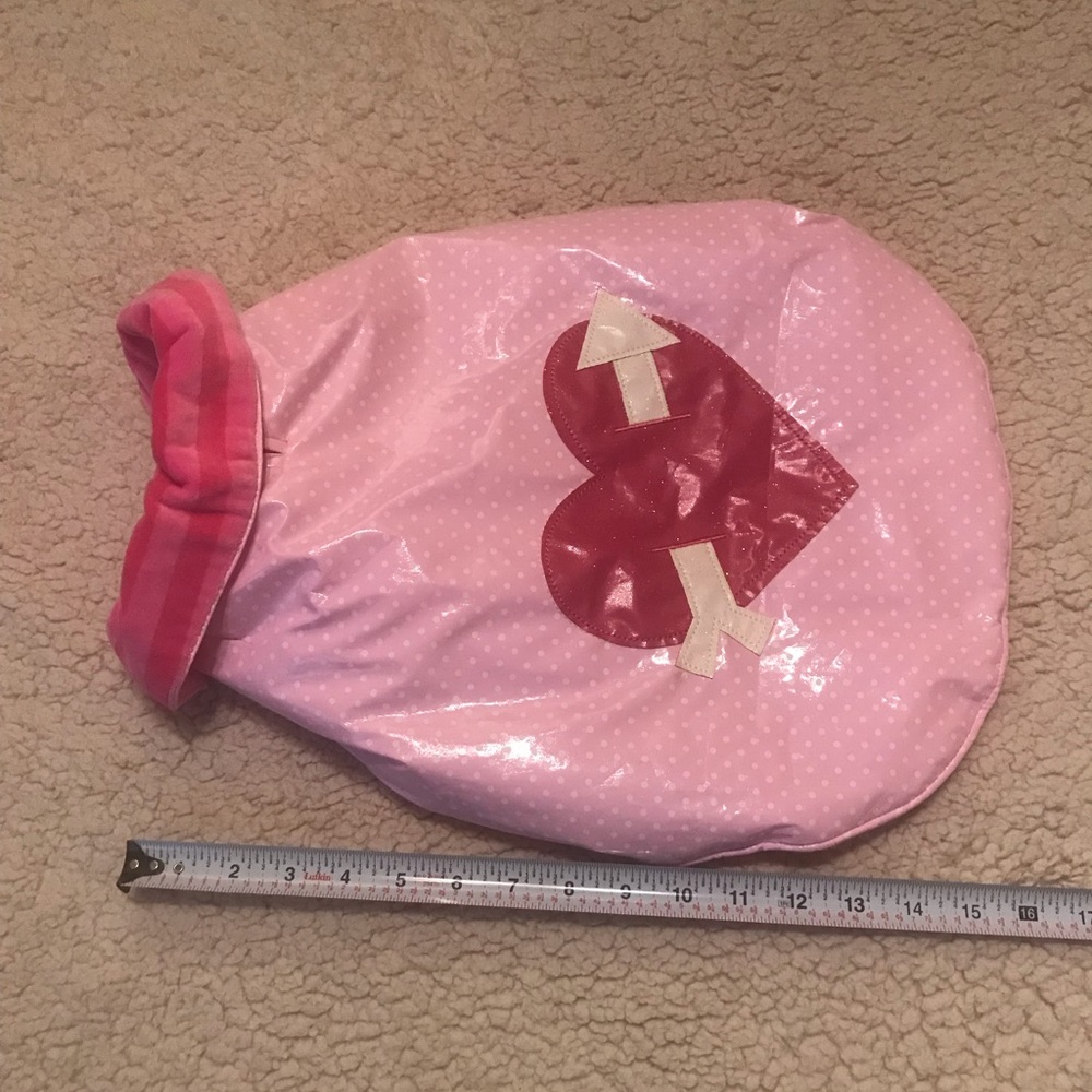 Frou-Frou M dog pink polka dot sparkly heart dog rain jacket rain gear raincoat